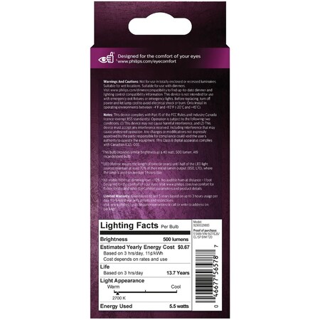 Signify EyeComfort 40W Equivalent Soft White A19 Medium LED Light Bulb 565788