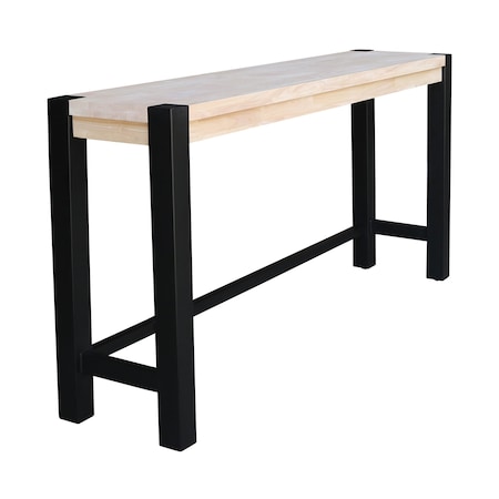 Whitewood Industries Rectangular Fixed Top Table, 72 in W, 36 in L, 16 in H, Parawood, Unfinished/Black T-1672-36