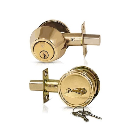 Ecs Hardware Durable Single Cylinder Deadbolt Lock, Polished Brass, Grade 3 SC1/KW1 ECSH-RDB301-PB-SC1