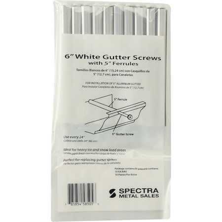 Spectra Metals 6'' K Style Wht Gutter Screw & Ferrule, 10PK 6SCREWCOMBORTW