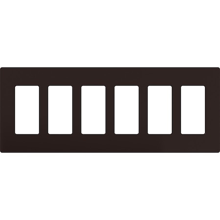 Lutron Designer Wall Plates, Number of Gangs: 6 Thermoset, Gloss Finish, Brown CW-6-BR