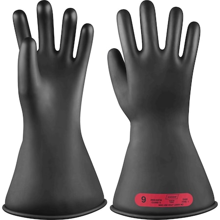 Ironwear 11 in ANSI Class 0, Type 1 Electrical Insulating Rubber Gloves (Black, 9) 4770-B-09