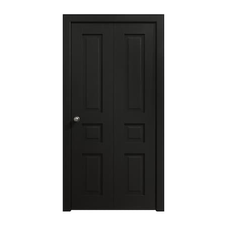 Sartodoors Sliding Closet Bi-fold Doors 64 x 80 inches, Ego 5012 Painted Black Oak, Sturdy Tracks Moldings Tr EGO5012BF-CHK-64x80 (2* 32x80)