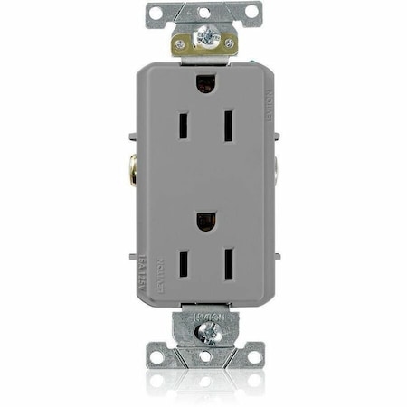 Leviton Commercial Grade Decora Receptacle, 15 Amp, 125 Volt 16252-GY