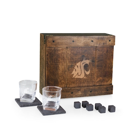 Picnic Time Family Of Brands NCAA Washington State Cougars Whiskey Box Gift Set 605-10-509-633-0