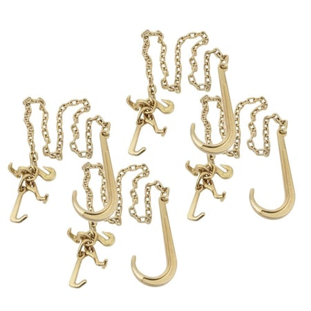 Mytee Products 5/16in x 10ft Long Shank J Hook Tow Chain w. RTJ Cluster & Grab Hook, 4PK CH51610-J-RTJx4