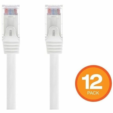 Monoprice CAT6 7FT WHITE 12-PK PATCH CABLE_ UTP_ 24AWG_ 550MHZ_ PURE BARE COPPER, 12PK 43345