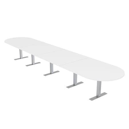 Skutchi Designs 18ft Conference Table With Power Unit | 18 Person Modular Racetrack Meeting Table | Harmony Series HAR-RAC-48X216-T-W960-NA