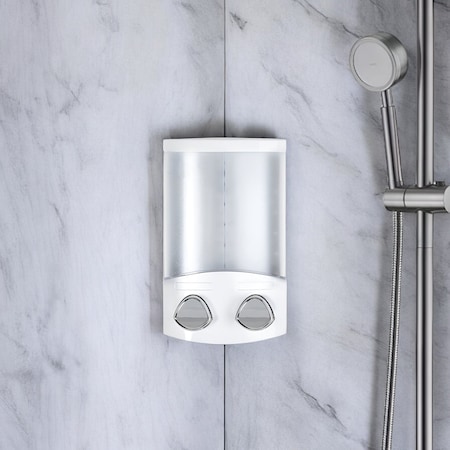 Homeroots White Heavy Duty Plastic Two Chamber Wall Mount Soap Dispenser 571509