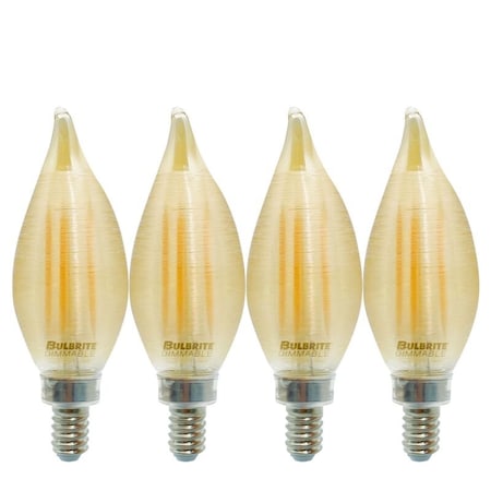 Bulbrite Spunlite 4w Dimmable C11 LED Filament Lght Bulb Candelabra (E12) Base - 2100K Amber, 250 Lumens, 4PK 862786