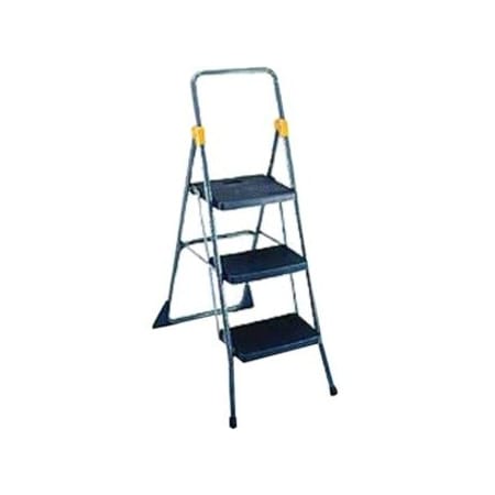 Cosco Folding Step Stool, 3 Step, 300 lb., Gray, 3 Steps, 300 lb Load Capacity, 4.6 ft Overall Height, Steel 11839GGO