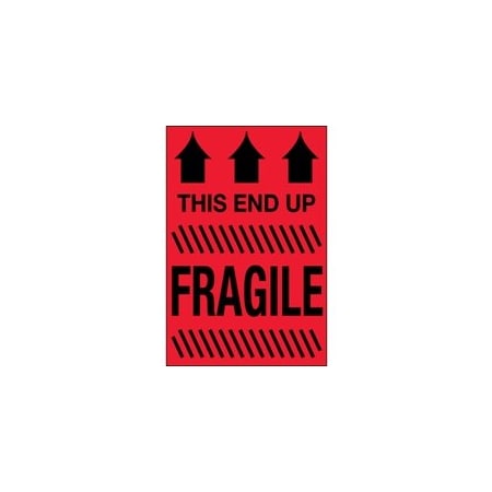 Bubblefast 2 x 3'' - ''This End Up - Fragile'' Fluorescent Red Labels BFDL1325