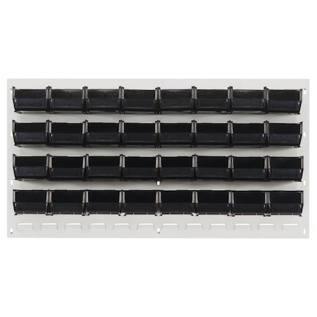 Quantum Storage Systems 36X19 HC LOUVERED PANEL W/32 BINS BLACK QLP-3619HC-210-32BK