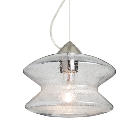 Besa Lighting Besa Zen Cable Pendant, Clear Bubble, Satin Nickel Finish, 1x 60W MAX E26 Base 1KX-ZENCL-SN