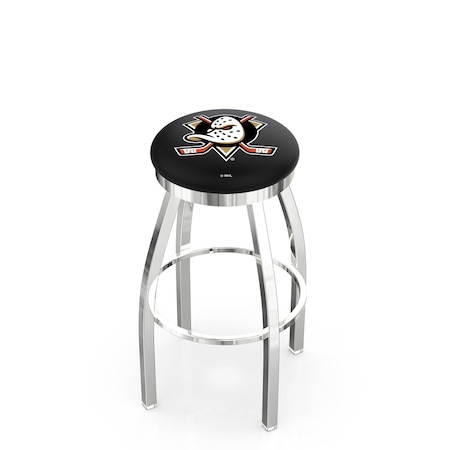 Holland Bar Stool Co 36" Chrome Anaheim Ducks Swivel Bar Stool, Accent Ring L8C2C36AnaDks