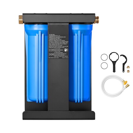 Vevor RV Water Filter System 2-Cartridge with Basket for Campers Boats RVs Vans PRS-102-LL-FC