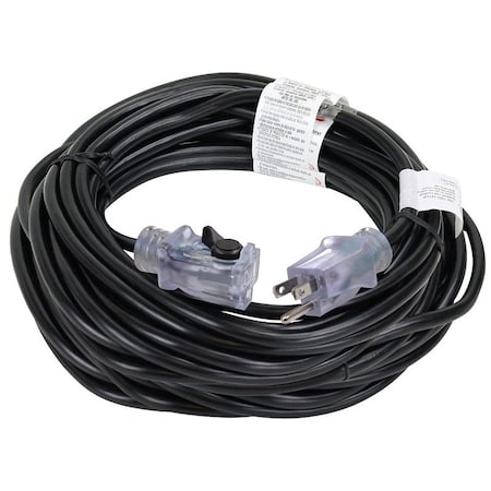 SJTW Extension Cord, 16 AWG, Outdoor, 16/3, 1 Outlets, Black, 80 ft