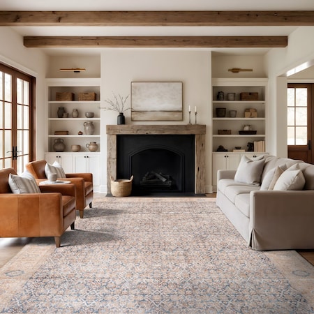 World Rug Gallery Blue Washable Rug - Traditional Pattern, Flat Pile for Living Room or Office 10 ft x 14 ft WR173BLUE10X14