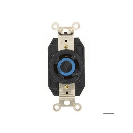 Leviton Flanged Locking Receptacle, L18-30R, 30 A, 120/208V AC, Three Phase, 4 Pole, Flush Mount, Black 2750