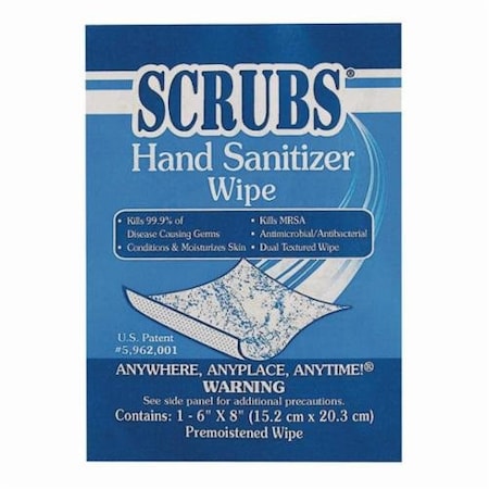 Scrubs ANTIMICROBIAL HAND SANITIZER WIPE, 1 WIPE CAPACITY, CLOTH, BLUE/WHITE 90901