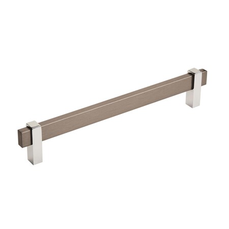 Amerock Mulino 7-9/16 in 192 mm Center-to-Center Black Brushed Nickel/Polished Chrome Cabinet Pull BP36725BBN26