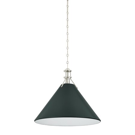 Hudson Valley Lighting Painted No. 2 21 in. Pendant in Polished Nickel/Soft Studio Green by Mark D. Sikes MDS352L-PN/SSG
