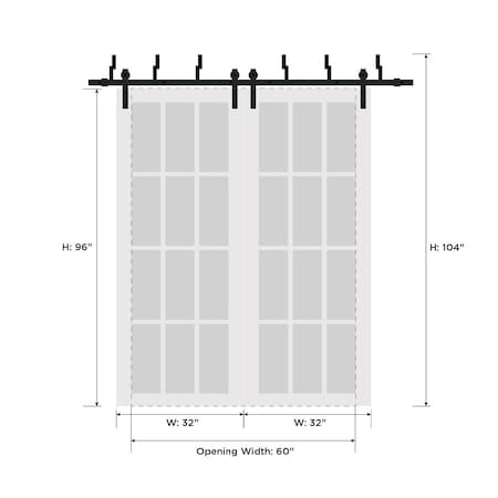 Sartodoors Barn Interior Door, 64" x 96", Gray QUADRO4055BBB-WS-6496