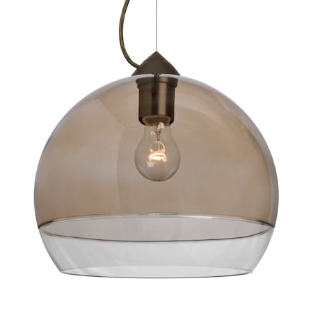 Besa Lighting Besa Ally 12 Cable Pendant, Smoke/Clear, Bronze Finish, 1x 60W MAX E26 Base 1KX-ALLY12SM-BR