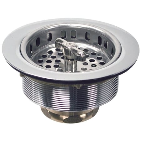 Danco Basket Strainer, 312 in Dia, Brass, Polished Stainless Steel, For 312 in Drain Opening Sink 81077