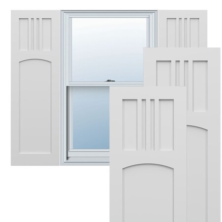 Ekena Millwork True Fit PVC San Miguel Mission Style Fixed Mount Shutters, White, 12W x 55H, PR TFP001SM12X055WH