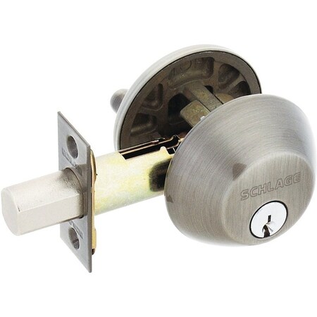 Schlage Deadbolt, Antique Pewter, 238 x 234 in Backset, C Keyway B60NV620