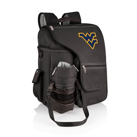 Picnic Time Family Of Brands NCAA West Virginia Mountaineers Turismo Backpack Cooler with Water Bottle CarrierBlack 641-00-175-834-0