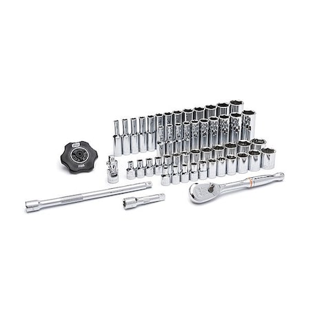 Gearwrench 1/4" Drive Mechanics Tool Set SAE/Metric 51 Pieces 3/16" to 9/16", 4mm to 15mm. , Chorme 80300