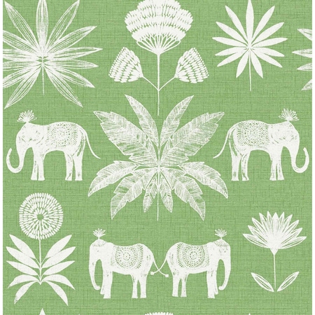 A-Street Prints Bazaar Green Elephant Oasis Wallpaper 4014-26435