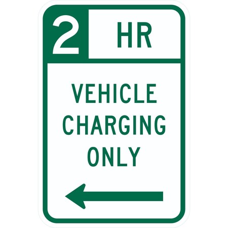 Lyle 2 HR Vehicle Charging Only w/left arrow, 12x18, High Intensity Prismatic, White G-4278-HI_12x18