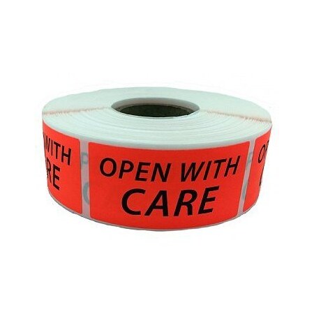 Bubblefast 500 1'' x 2'' Open With Care Labels Open With Care-500