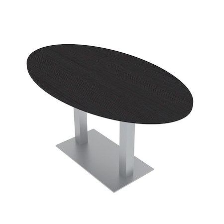 Skutchi Designs Oval Conference Table With Power Unit, 36 in W, 60 in L, Black HAR-OVL-36X60-DOU-U999ST19-NA