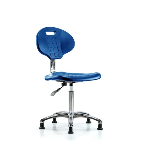 Blue Ridge Ergonomics Erie Poly Clean Room Chair, Med Bench, Glides, Blue BR-CLR-TPMBCH-CR-A0-NF-RG-BLU