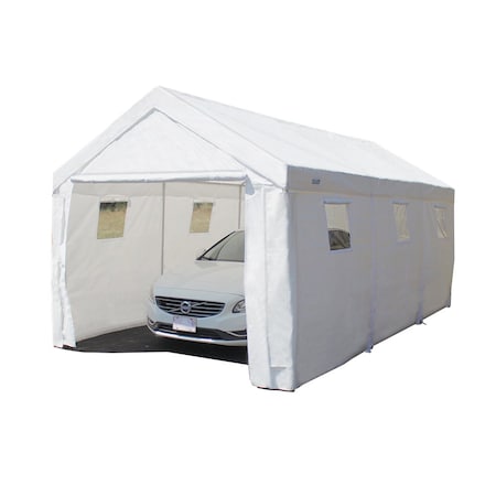 King Canopy True 10ftx20ft Enclosed Canopy, 1 3/8in Steel Frame, 8 Leg, White CHT1020EN