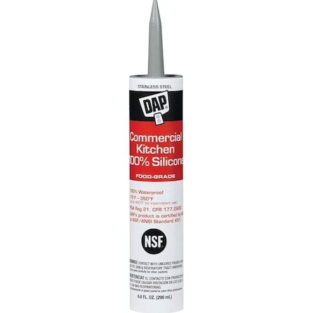 Dap 9.8 oz, Cartridge, Stainless Steel, 100% Silicone Base 08660