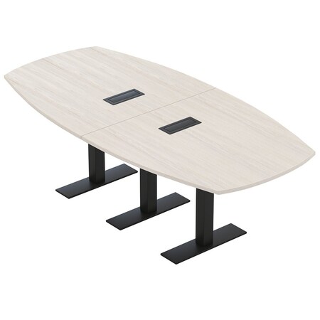 Skutchi Designs Arc Boat Conference Table With Power, 48 in W, 96 in L HAR-ABOT-48X96-T.BK-K458-EBLK
