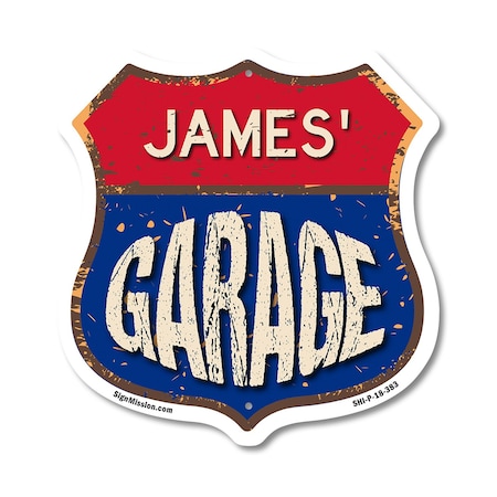 Signmission James's Garage, 18 Inch X 18 Inch, Plastic Sign SHI-P-18-383-JAMES