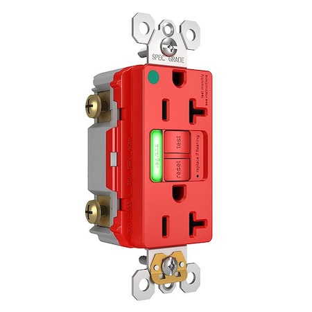 Legrand GFCI, 20 A, 125V AC, Red, Plastic 2097HGTRPIRED