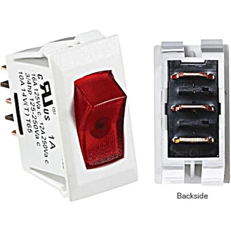 Rv Designer 0.550 x 1.1 in. 10A DC Rocker Switch, White with Red RVDS241