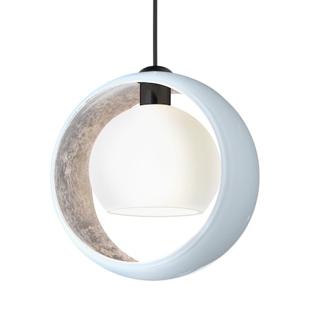 Besa Lighting Besa Pogo Pendant, White/Inner Silver, Black Finish, 1x 5W LED 1XT-4293SF-LED-BK