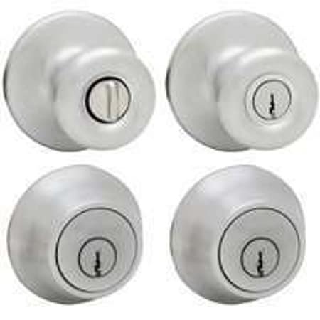 Kwikset Knob Lockset, 3 Grade, Keyed Key, Satin Chrome, 238 x 234 in Backset, K6 Keyway 695T26DCP6ALRCSK6