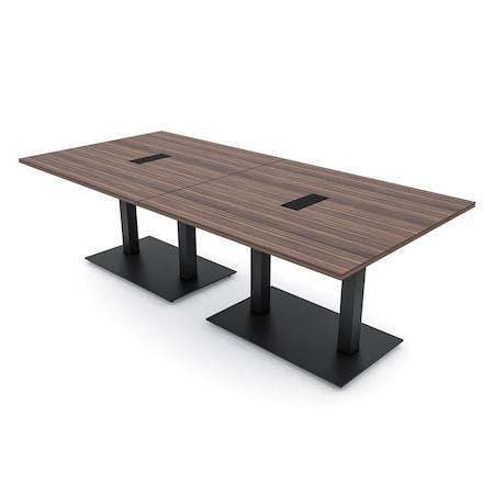 Skutchi Designs Rectangle Conference Table With Power, 48 in W, 96 in L, Brown HAR-REC-48X96-DOU.BK-H3041-EBLK