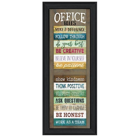 Homeroots Office Rules 5 Black Framed Print Wall Art 406942