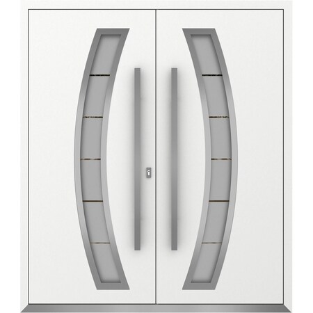 Vdomdoors Metal Double Doors Deux 6500 White Enamel Frosted Glass Entry Modern Painted (W72xH80) Right hand I DEUX6500DEXD-BEM-W72xH80-RH-I