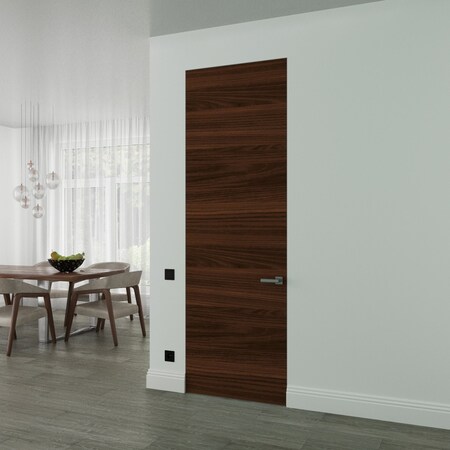 Sartodoors Hidden Door, Planum 0010 Chocolate Ash Concealed Metal Frame 18" x 84" Left-hand Inswing PLANUM0010MF-CA-18x84-LH-I
